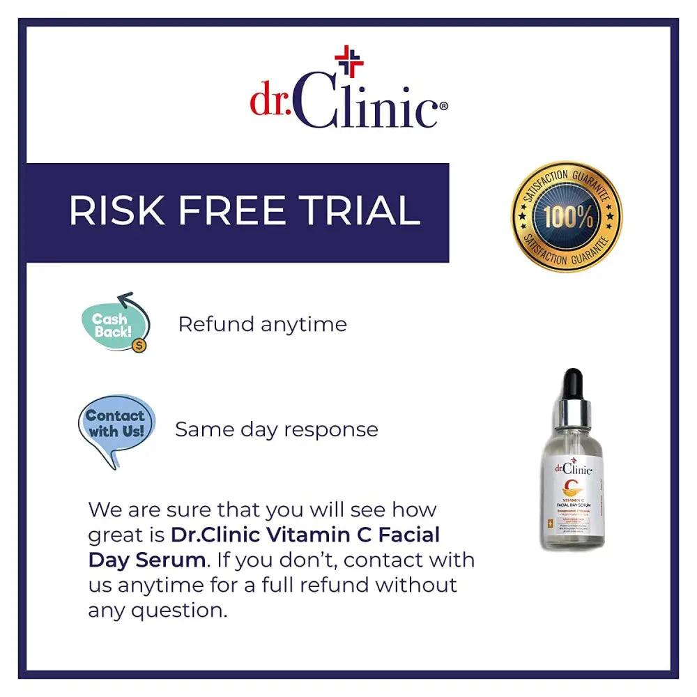 Dr.Clinic Vitamin C Facial Day Serum | Anti Aging, Fine Lines, Eye Wrinkle Skin Repair with Hyaluronic Acid | Moisturizer and Pore Cleanser | Protects from Acne Scars, Sun Damage, 1.01 fl.Oz.