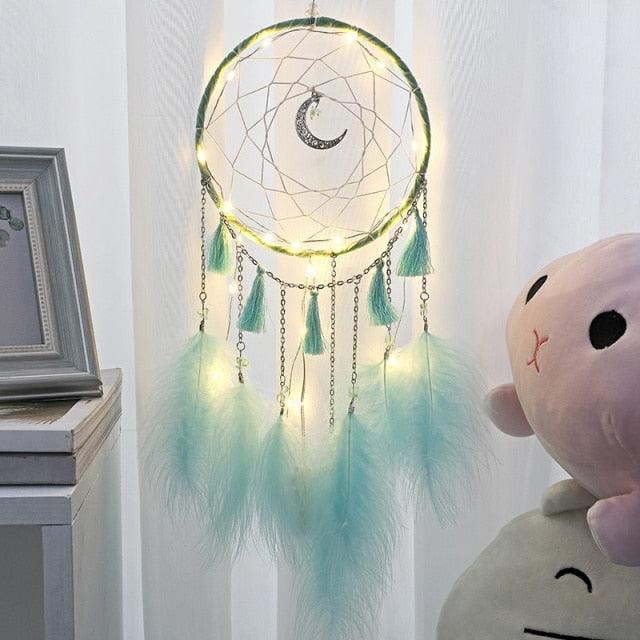 Dream Catcher Led Handmade Dream-catcher Traditional Feather Hanging Home Wall Decoration  Night Dream Catchers  Decor Ornament Wall Hanging Wind Chimes For Home Room Decoration