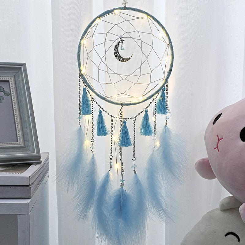 Dream Catcher Led Handmade Dream-catcher Traditional Feather Hanging Home Wall Decoration  Night Dream Catchers  Decor Ornament Wall Hanging Wind Chimes For Home Room Decoration
