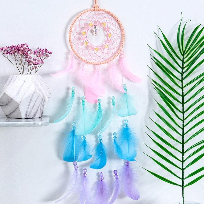 Dream Catcher Led Handmade Dream-catcher Traditional Feather Hanging Home Wall Decoration  Night Dream Catchers  Decor Ornament Wall Hanging Wind Chimes For Home Room Decoration