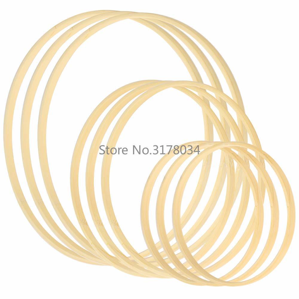 Dream Catcher Ring Round Bamboo Circle Embroidery Hoop Set Bamboo Circle Cross Stitch Hoop Ring Wind Chime DIY Hanging Accessories Wedding Wreath Decor Wall Crafts For Embroidery & Cross Stitch