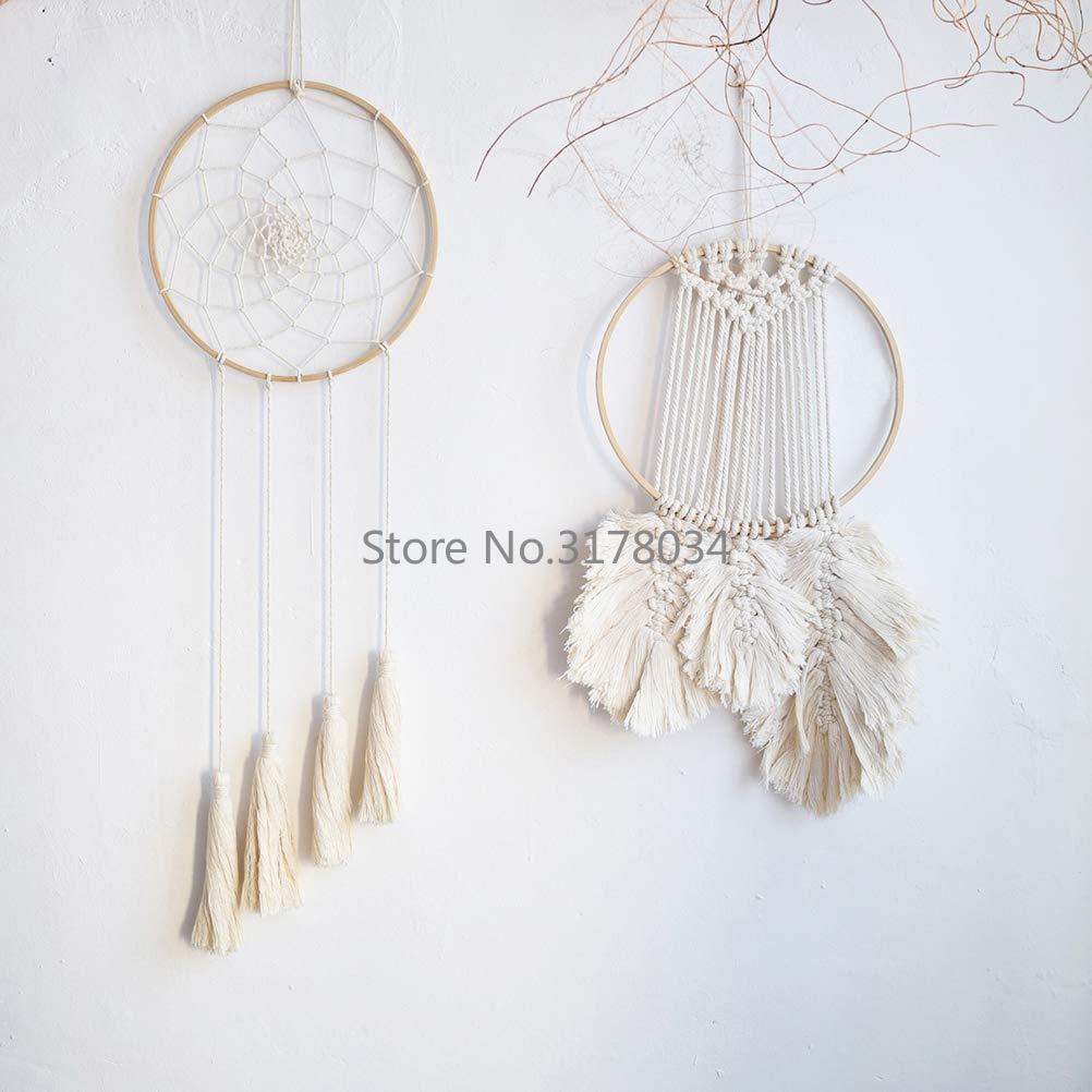 Dream Catcher Ring Round Bamboo Circle Embroidery Hoop Set Bamboo Circle Cross Stitch Hoop Ring Wind Chime DIY Hanging Accessories Wedding Wreath Decor Wall Crafts For Embroidery & Cross Stitch