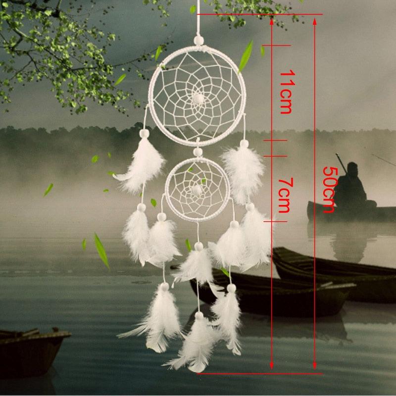 Dream Catcher Room Decor Feather Weaving Catching Up The Dream Angle Dreamcatcher Wind Chimes Indian Style Religious Mascot Dream Catcher for Bedroom, Handmade White Gold Feather Flowers Dream Catchers For Girls Kids Nursery Bedroom Wall Decor Festival