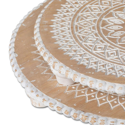 Dreamcatcher Wooden Risers with Whitewashed Mandala Design
