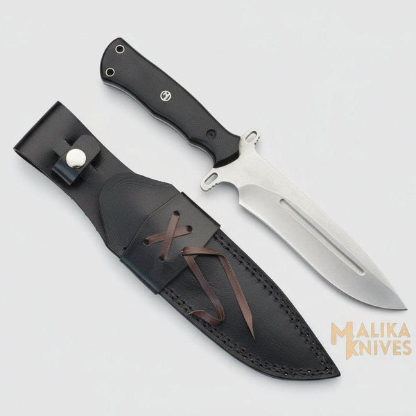 Drop Point Bowie Knife D2 Steel G10 Handle