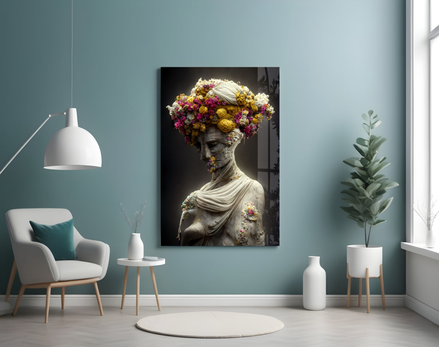 Abandoned Statue Glass Wall Art  || Designer Collection