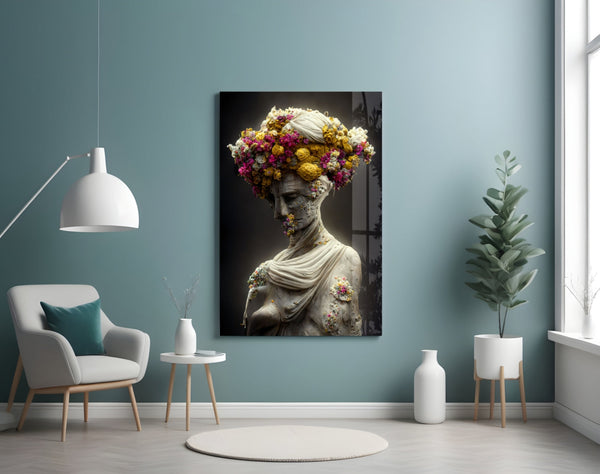 Abandoned Statue Glass Wall Art  || Designer Collection