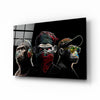 3 Wise Monkeys - Neon Lines Glass Wall Art  || Designer Collection