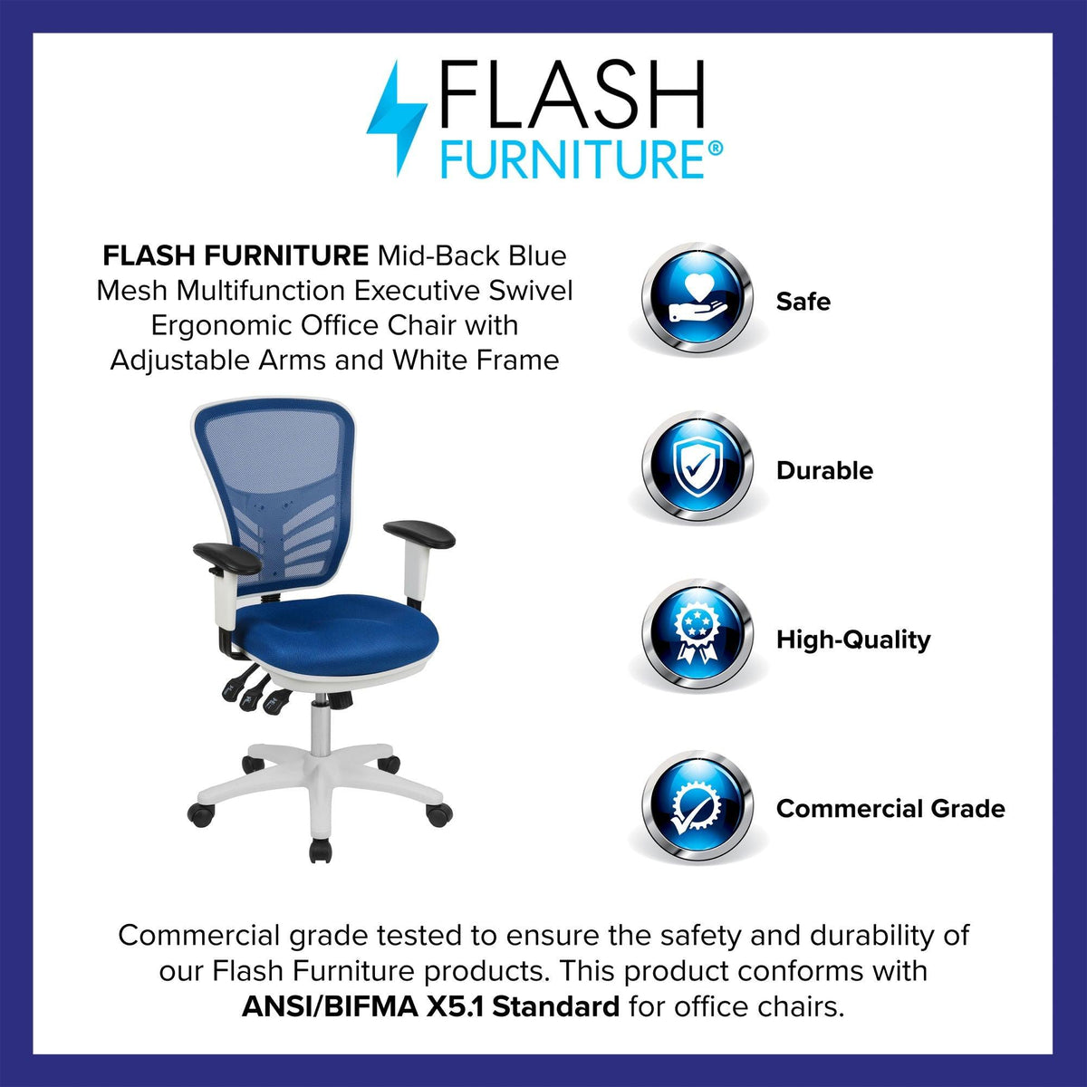 Mid-Back Mesh Swivel Office Chair with Adjustable Arms