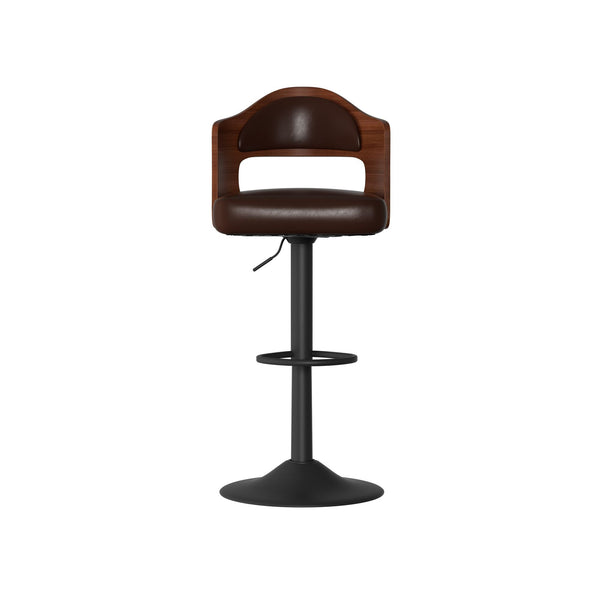 Set of 2  Wooden Barstools PU Leather Upholstered Bar Chairs BLAKHOM