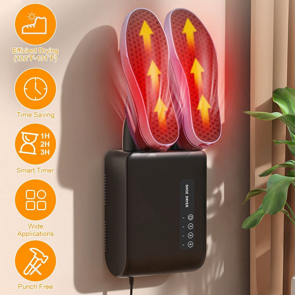 Portable Shoe Dryer Boot Shoe Warmer Deodorizer with 3 Timer Settings for Wet Boots Gloves Hats Garments Berry Charmz