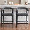 Modern Upholstered Bar Stools Set of 2, Boucle Fabric Counter Height Chairs