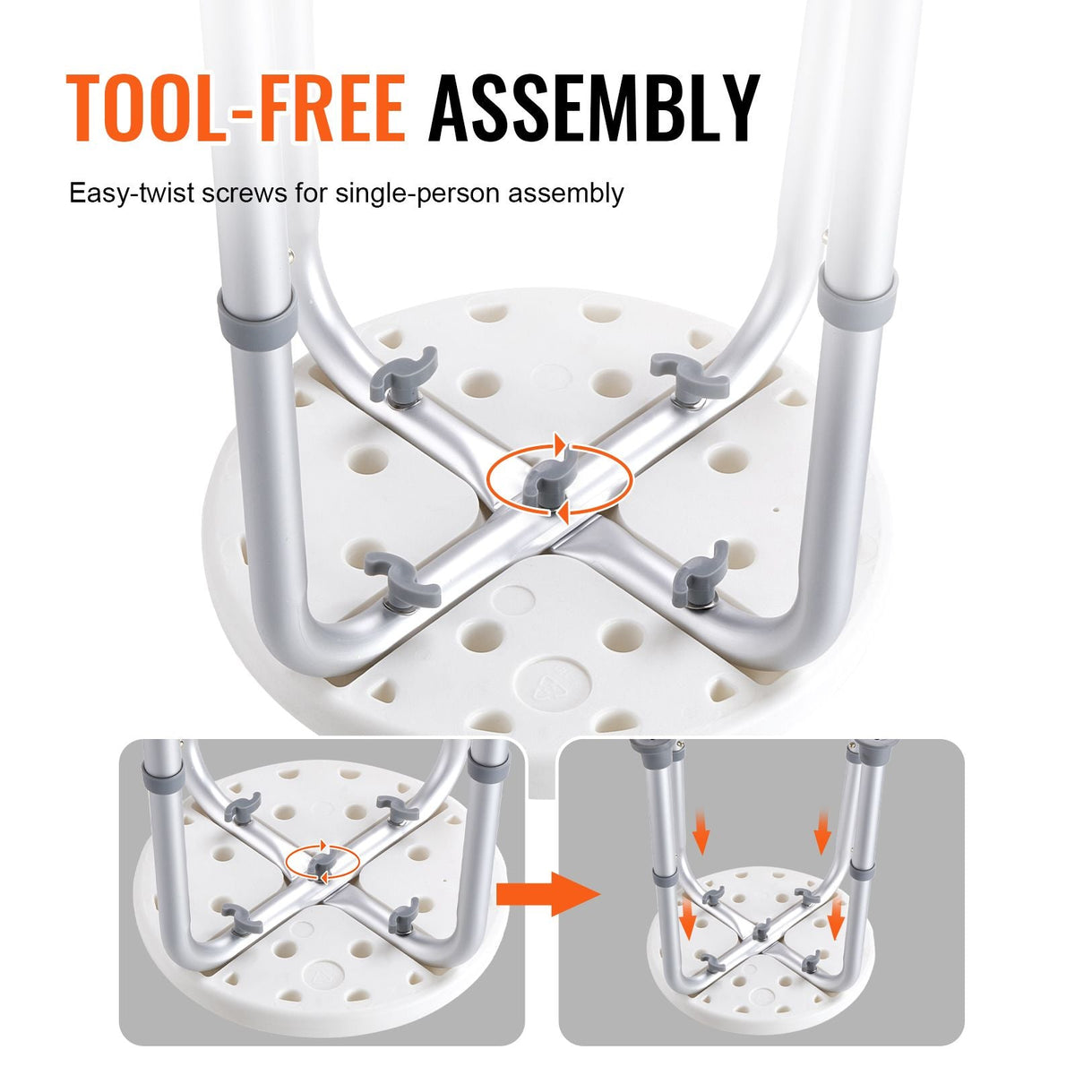 Adjustable Shower Stool Non-Slip Bath Seat 300 lb Capacity