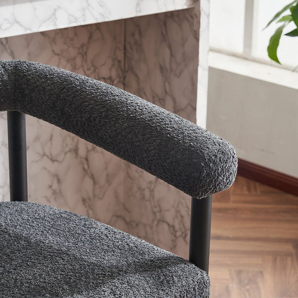 Modern Upholstered Bar Stools Set of 2, Boucle Fabric Counter Height Chairs BLAKHOM