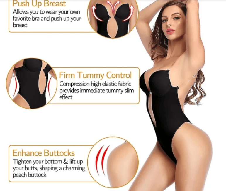 Women Plunging Deep V-neck Body Shaper Strapless Backless Shapewear