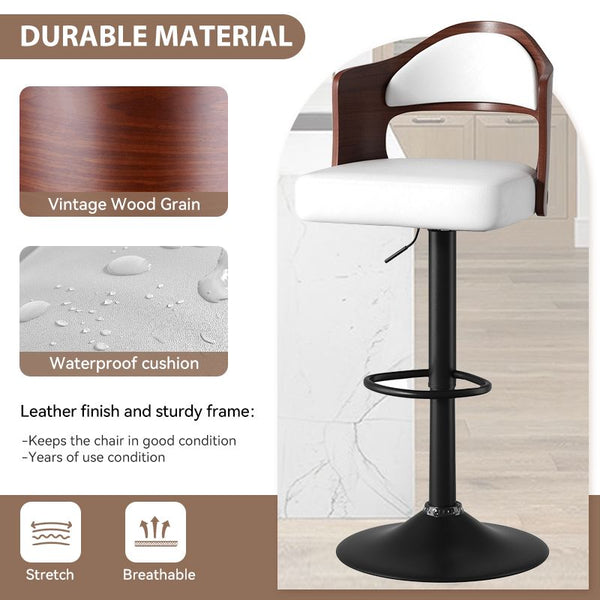 Set of 2  Wooden Barstools PU Leather Upholstered Bar Chairs BLAKHOM
