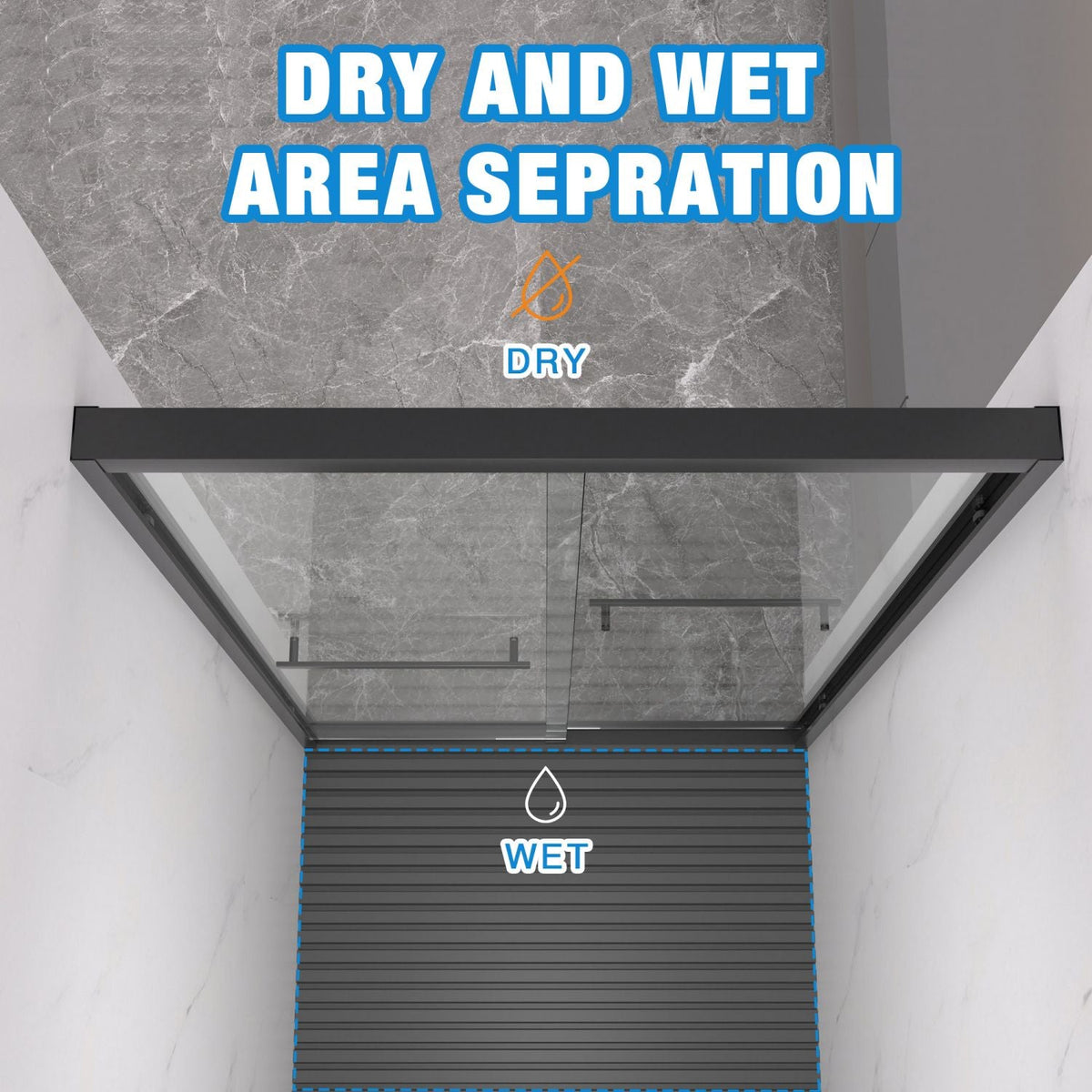 Aluminum Frame Double Sliding Shower Door, Bypass Bathroom Sliding Door with Premium 5/16
