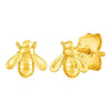 14k Yellow Gold Bee Stud Earrings - D94369884