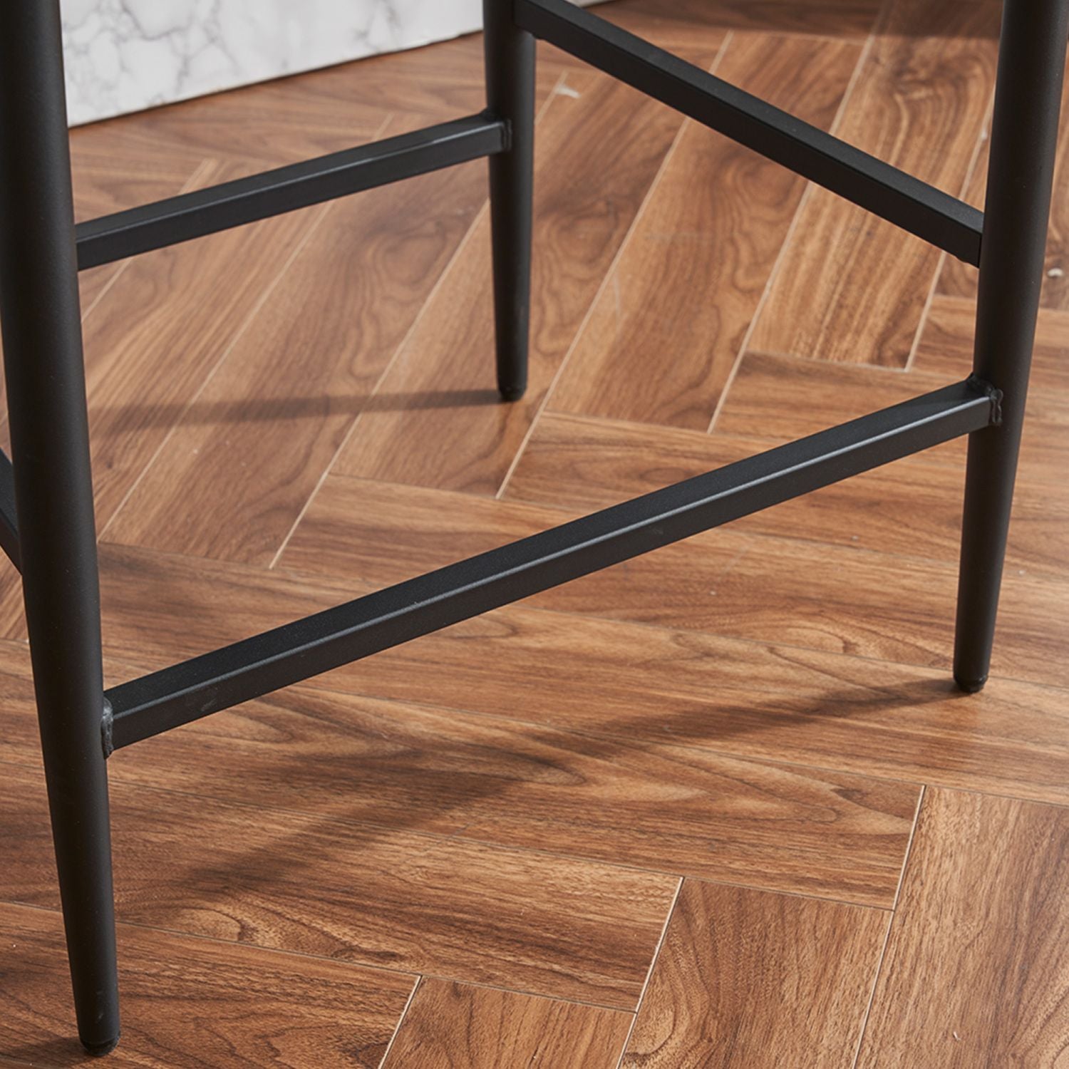 Modern Upholstered Bar Stools Set of 2, Boucle Fabric Counter Height Chairs BLAKHOM