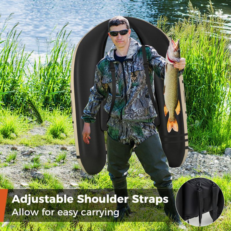 Inflatable Fishing Float Tube with Pump Storage Pockets and Fish Ruler