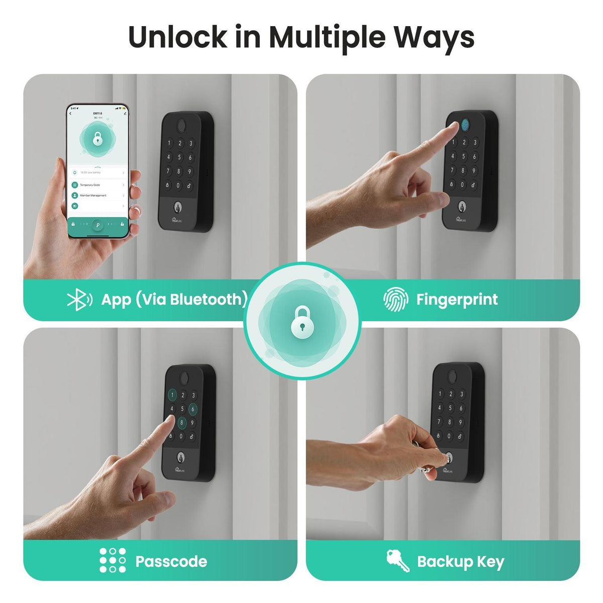 Smart WiFi Door Lock with Bluetooth Gateway, Fingerprint & Keypad Keyless Entry Deadbolt, App Remote Control, Auto Lock, Voice Control Compatible with Alexa, for Front Door
