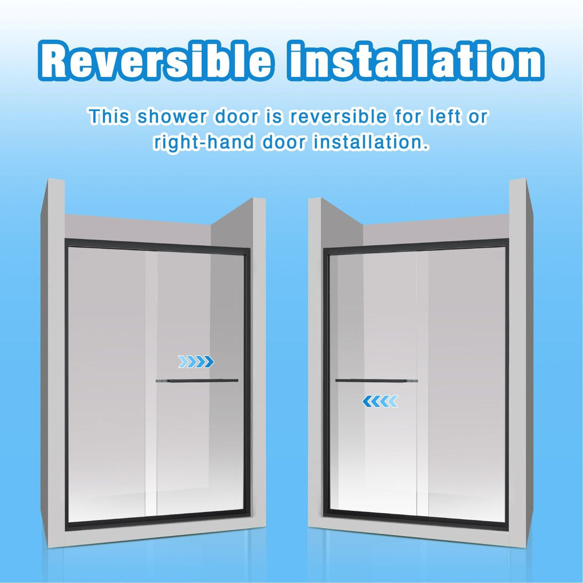 Aluminum Frame Double Sliding Shower Door, Bypass Bathroom Sliding Door with Premium 5/16