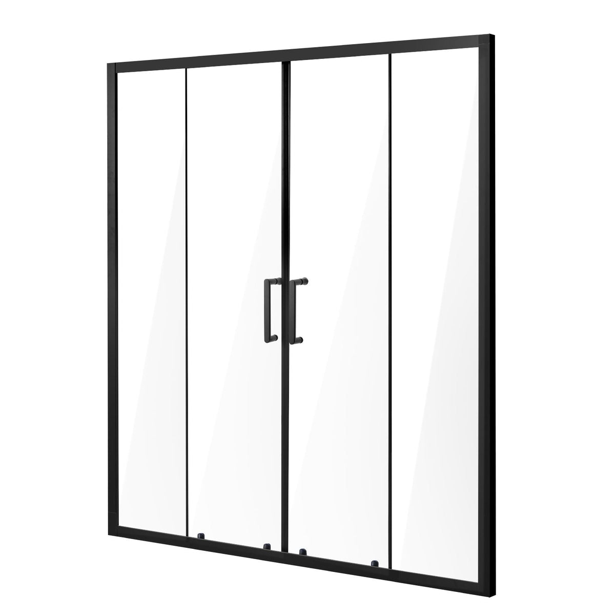 Semi-frameless Shower Door, 57.8-59 W x 70 H in, Double Sliding Glass Door- Matte Black