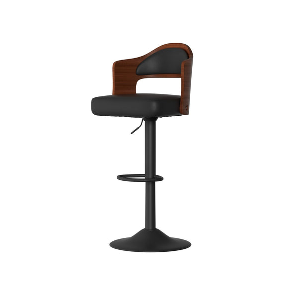 Set of 2  Wooden Barstools PU Leather Upholstered Bar Chairs BLAKHOM