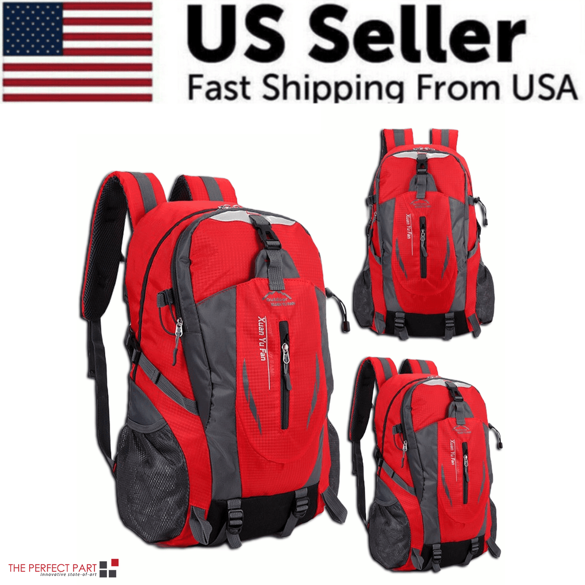 40L Men Women Travel Backpack Camping Laptop Hiking School Book Bag USA