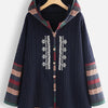 Plus Size Rib Knit Solid Hoodie Colorblock Coat; Women's Plus Slight Stretch Casual Winter Coat - 1XL(14) / Royal Blue