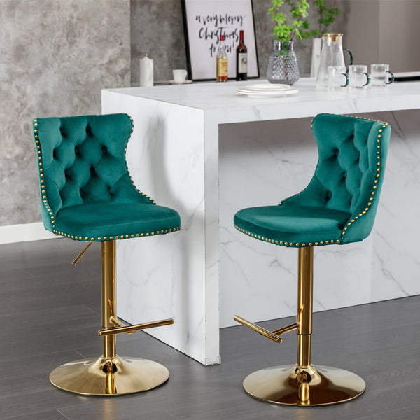 Golden Swivel Velvet Barstools BLAKHOM