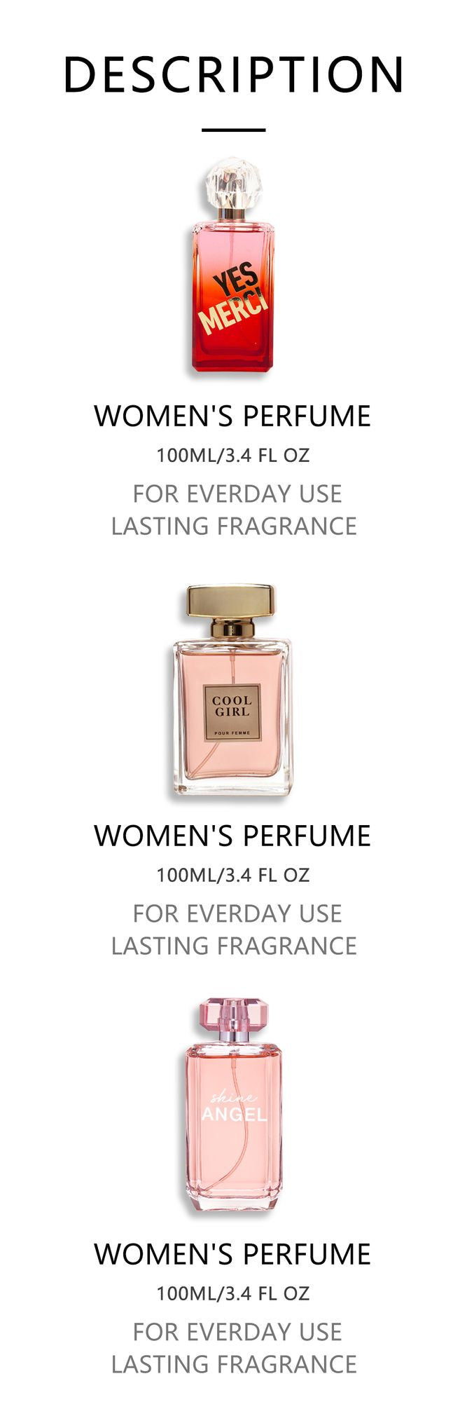 3-Piece Set, Women's Eau De Parfuma Spray Gift Box, Long Lasting Fragrance, 3 Different Flavor, Perfect for Holiday Gifts, Dating, Daily Life, Parties, 3.4fl.oz/bottle Berry Charmz