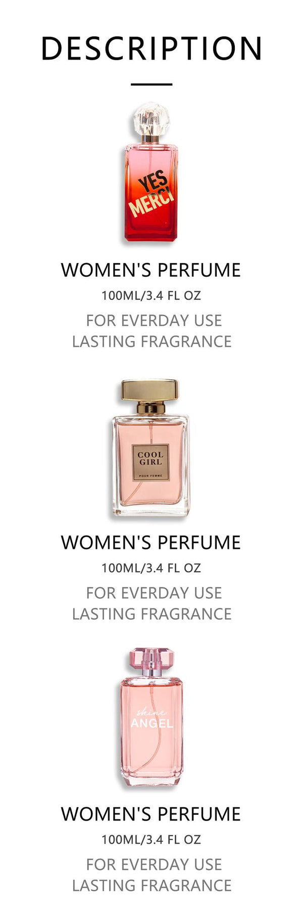 3-Piece Set, Women's Eau De Parfuma Spray Gift Box, Long Lasting Fragrance, 3 Different Flavor, Perfect for Holiday Gifts, Dating, Daily Life, Parties, 3.4fl.oz/bottle Berry Charmz