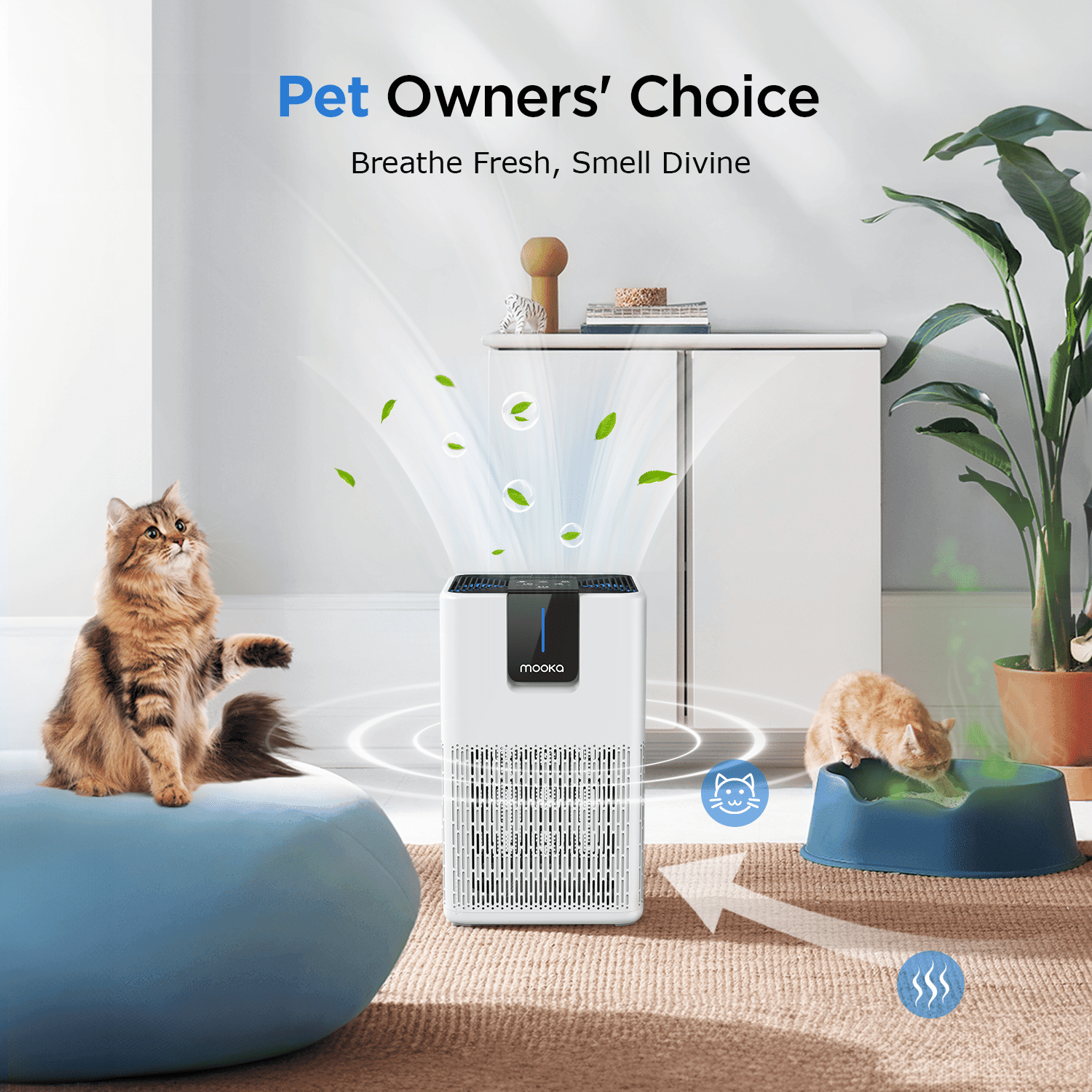 MOOKA Air Purifiers for Home Large Room Up to 1250 Ft², H13 HEPA Air Purifier for Pets Dust Odor Smoke, Aromatherapy Function, Air Cleaner with 15dB Quiet Sleep Mode for Bedroom Office Living Room