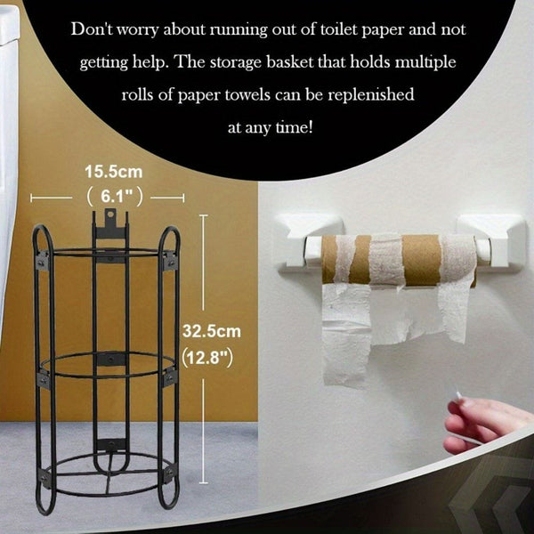 Toilet Paper Holder Stand, Black toilet Paper Holder Stand Stainless Steel Rustproof Tissue Roll Holder Floor Stand Storage for Bathroom