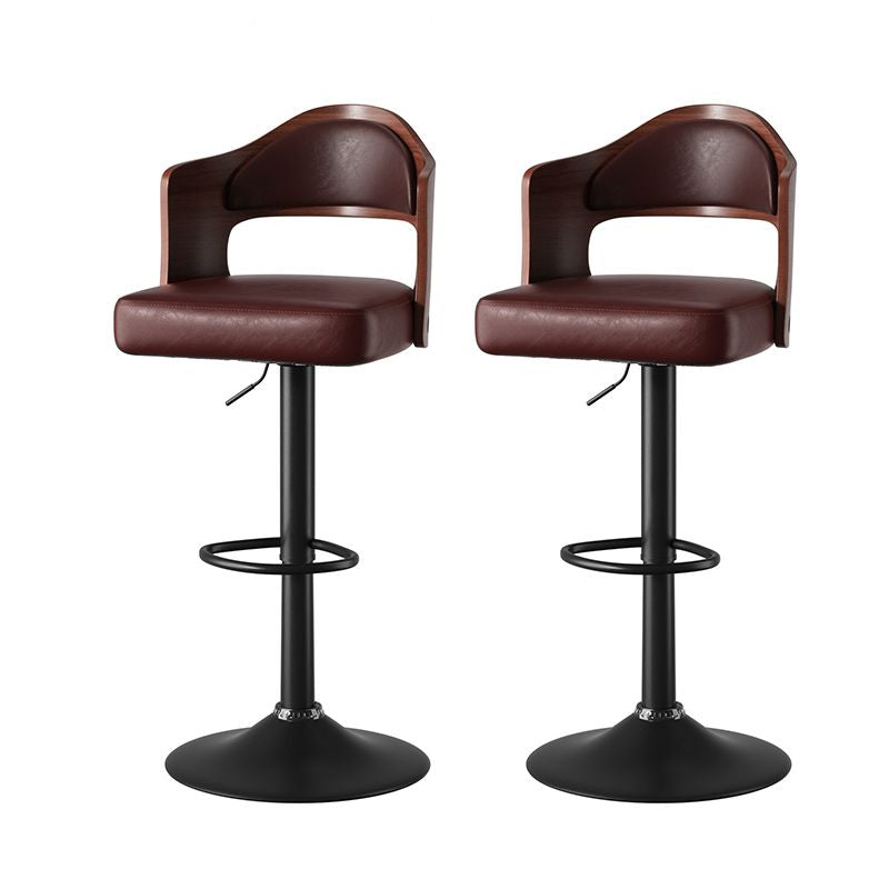 Set of 2  Wooden Barstools PU Leather Upholstered Bar Chairs BLAKHOM