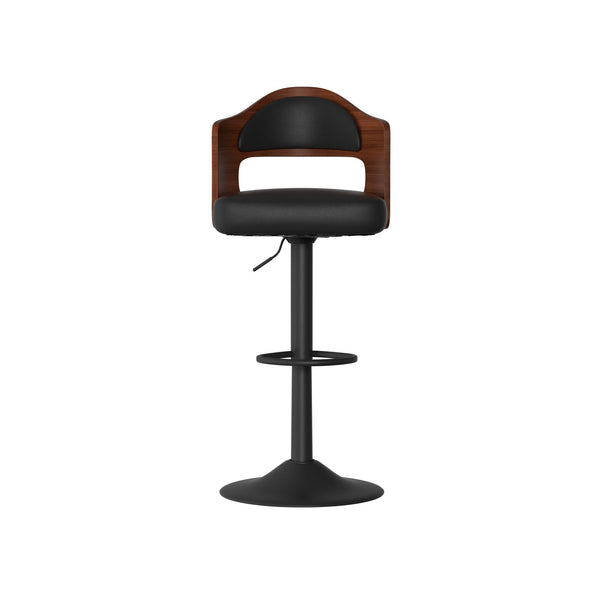 Set of 2  Wooden Barstools PU Leather Upholstered Bar Chairs BLAKHOM