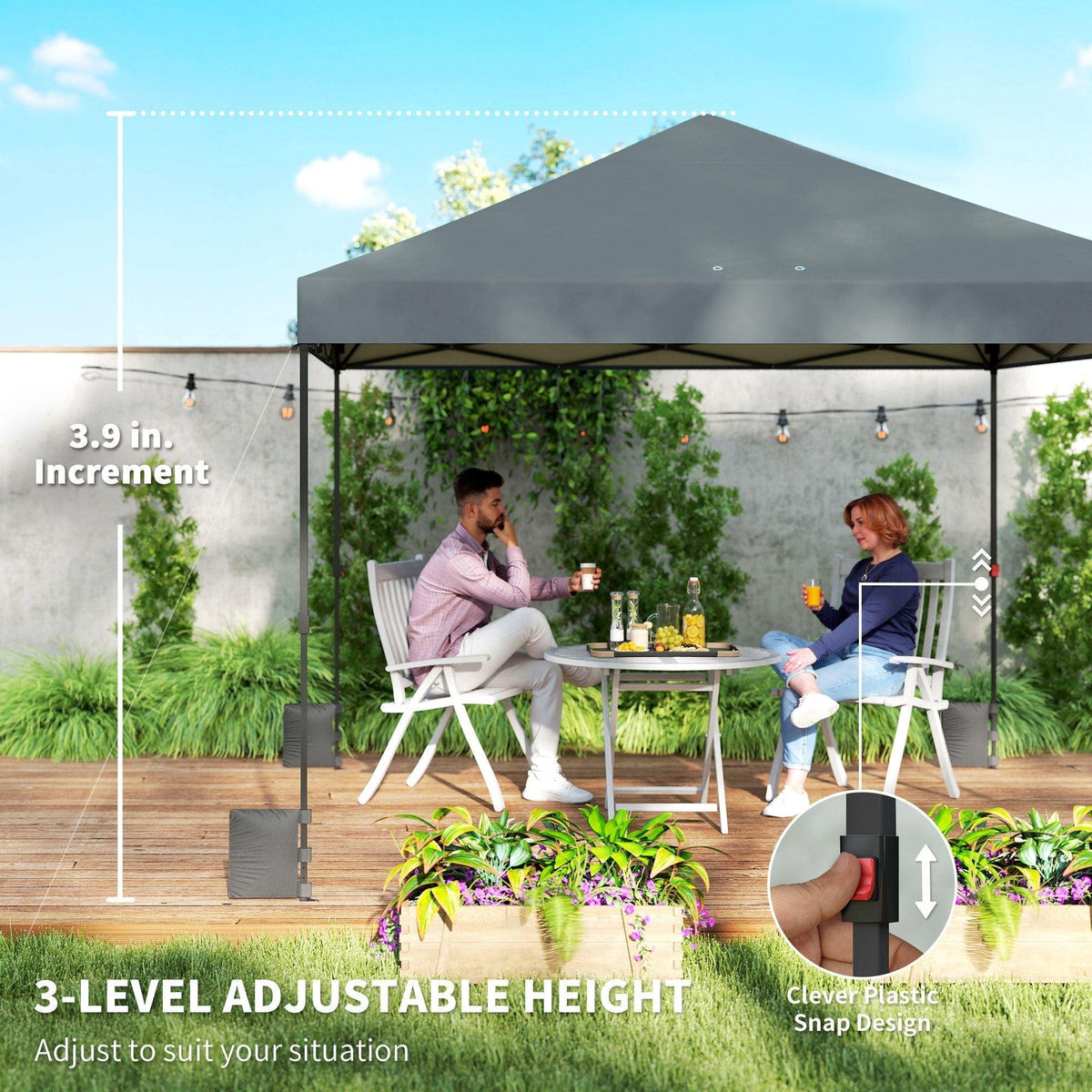 10×10 ft Pop‑Up Canopy Tent with One‑Push Setup, Outdoor Portable Instant Shelter with Roller Bag — Dark Gray