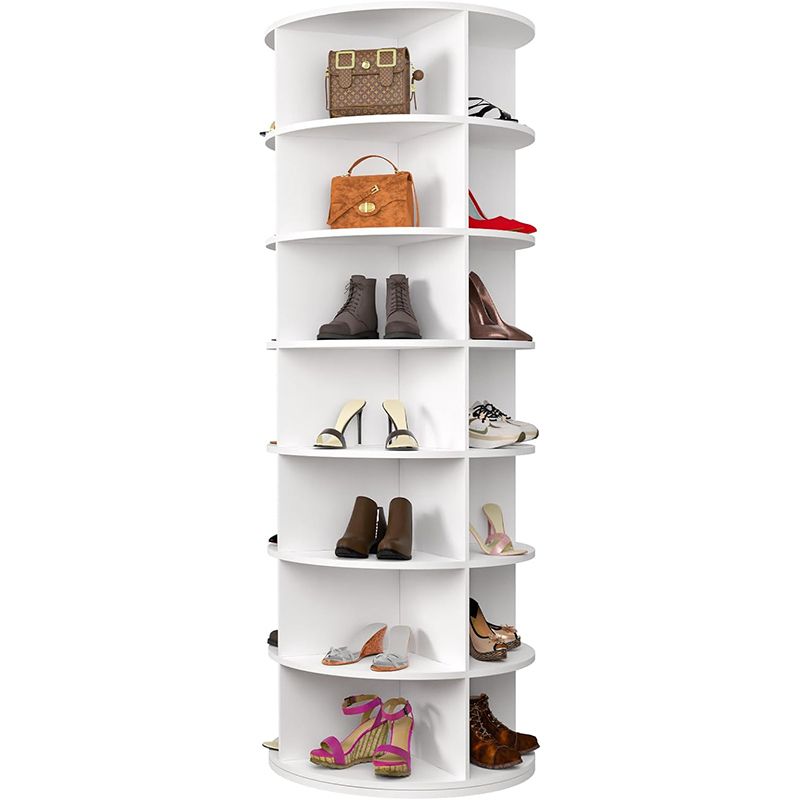 7 Tier Rotating Shoe Rack Tower, Spinning Shoe Display, 360 Shoe Rack Storage Round Carousel, Vertical Handbag Rotate Shoes Closet Organization, Christmas Gift (WHITE) Berry Charmz
