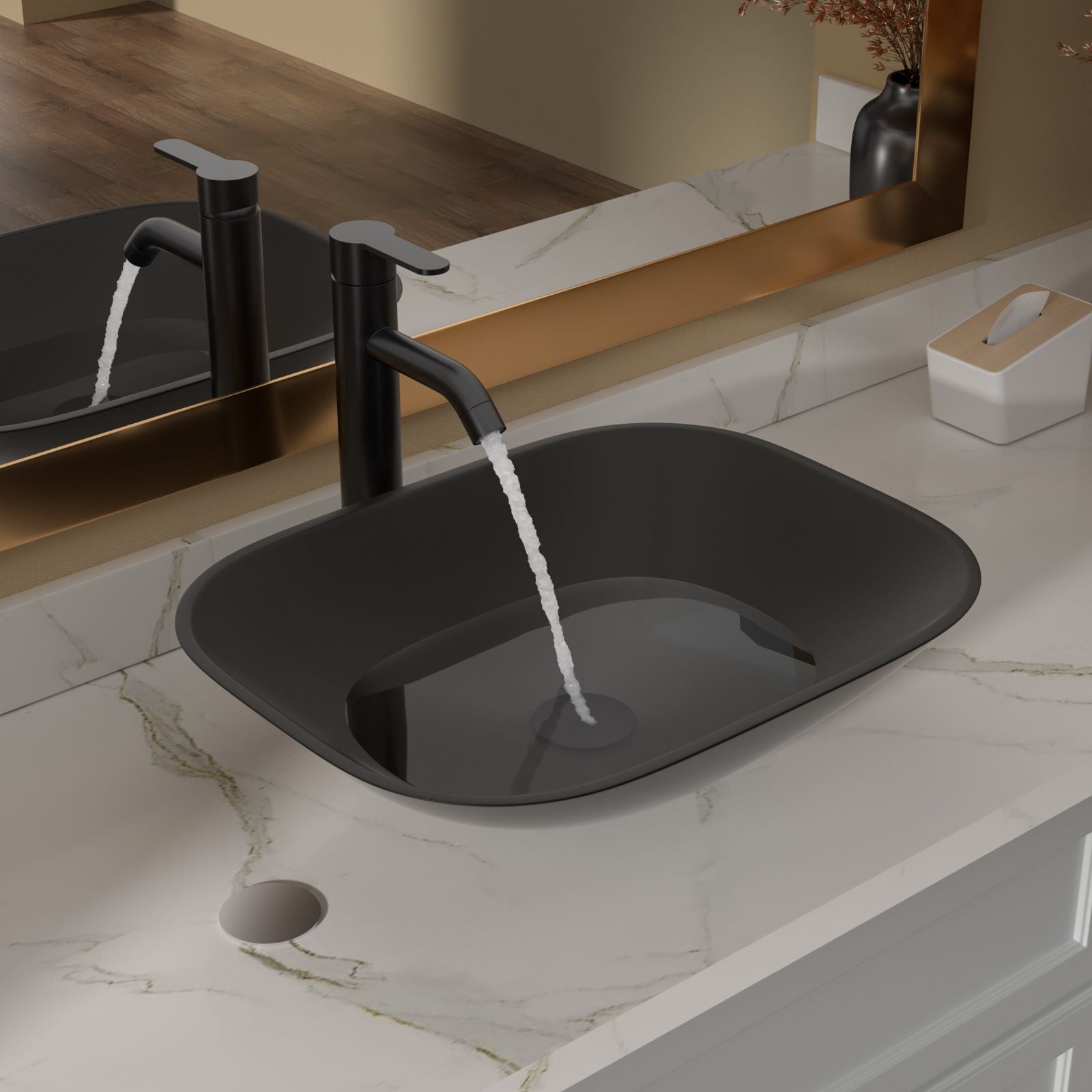 Above Counter Artistic Tempered Glass Bathroom Sink Transparent Counter Top Bathroom Single Bowl Vessel Basin