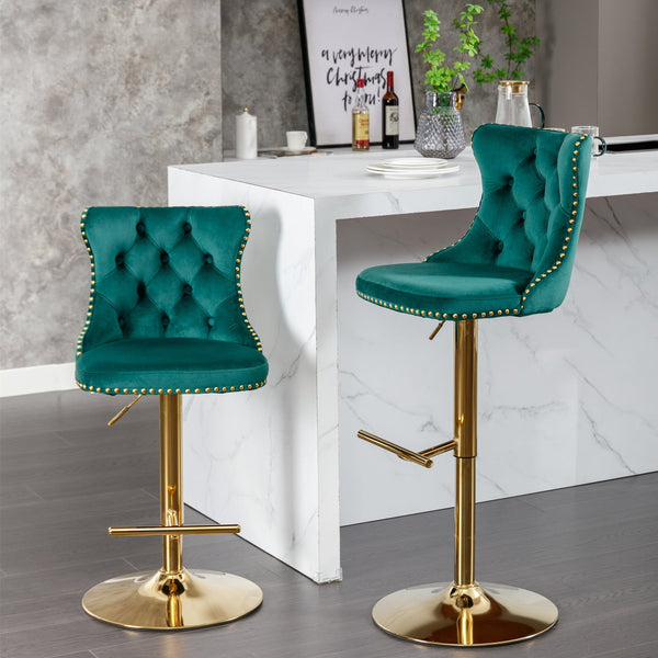 Golden Swivel Velvet Barstools BLAKHOM
