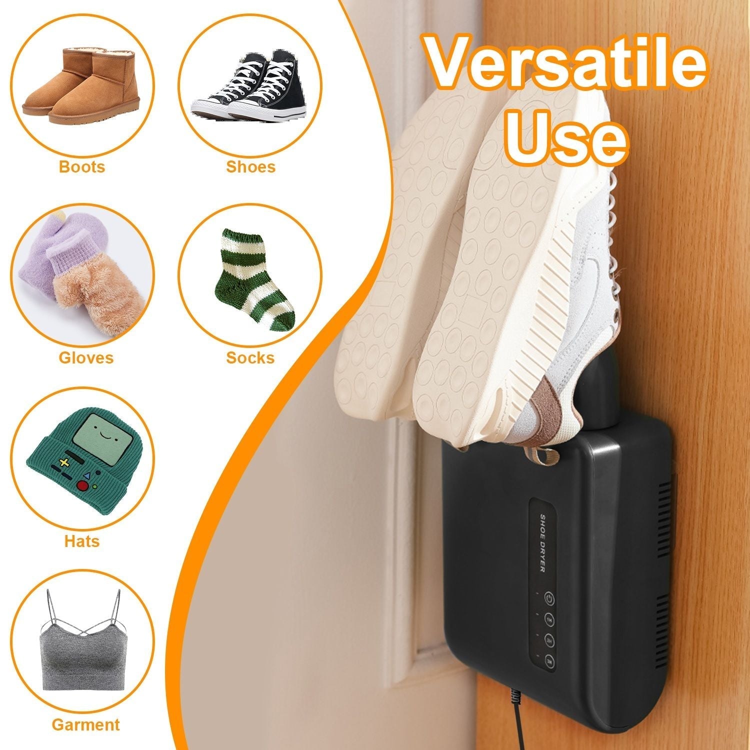 Portable Shoe Dryer Boot Shoe Warmer Deodorizer with 3 Timer Settings for Wet Boots Gloves Hats Garments Berry Charmz