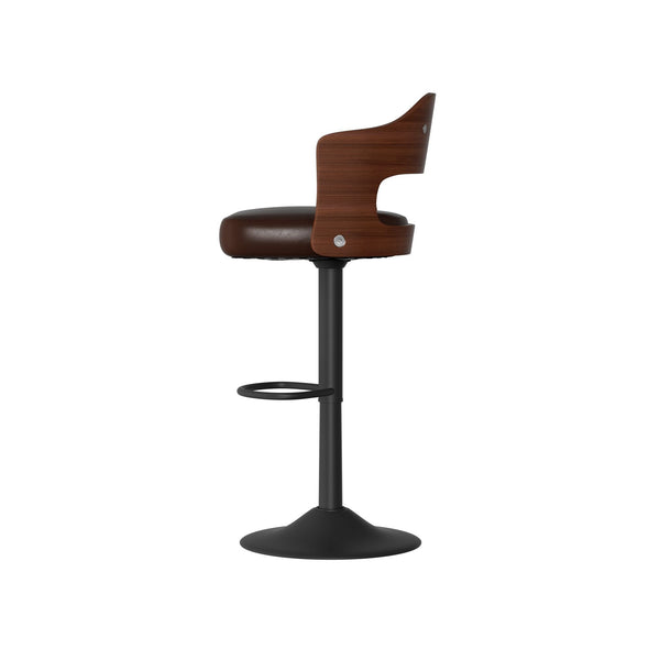 Set of 2  Wooden Barstools PU Leather Upholstered Bar Chairs BLAKHOM
