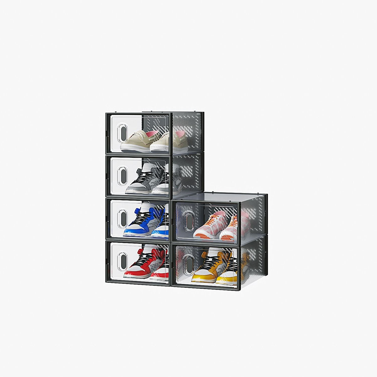 6/12/18/24/36PCS Stackable Shoe Storage Cabinet with Clear Front Door Plastic Sneaker Organizer