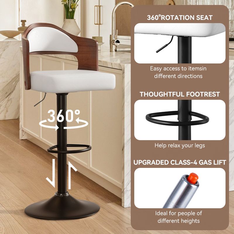 Set of 2  Wooden Barstools PU Leather Upholstered Bar Chairs BLAKHOM