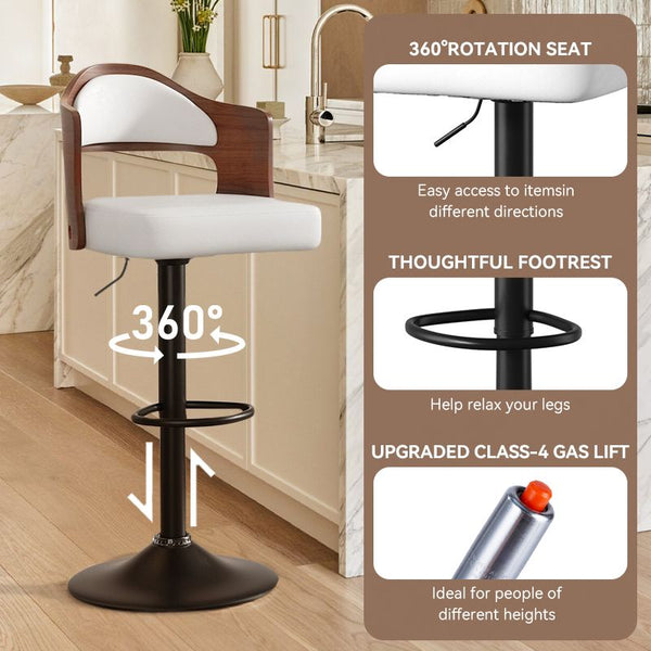 Set of 2  Wooden Barstools PU Leather Upholstered Bar Chairs BLAKHOM