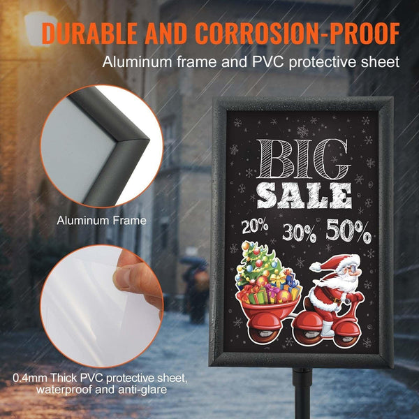 Pedestal Sign Holder, 11 x 17 Inch Vertical and Horizontal Adjustable Poster Stand