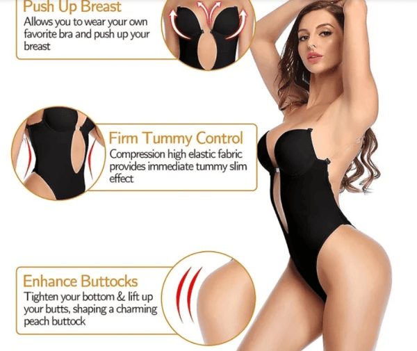 Women Plunging Deep V-neck Body Shaper Strapless Backless Shapewear