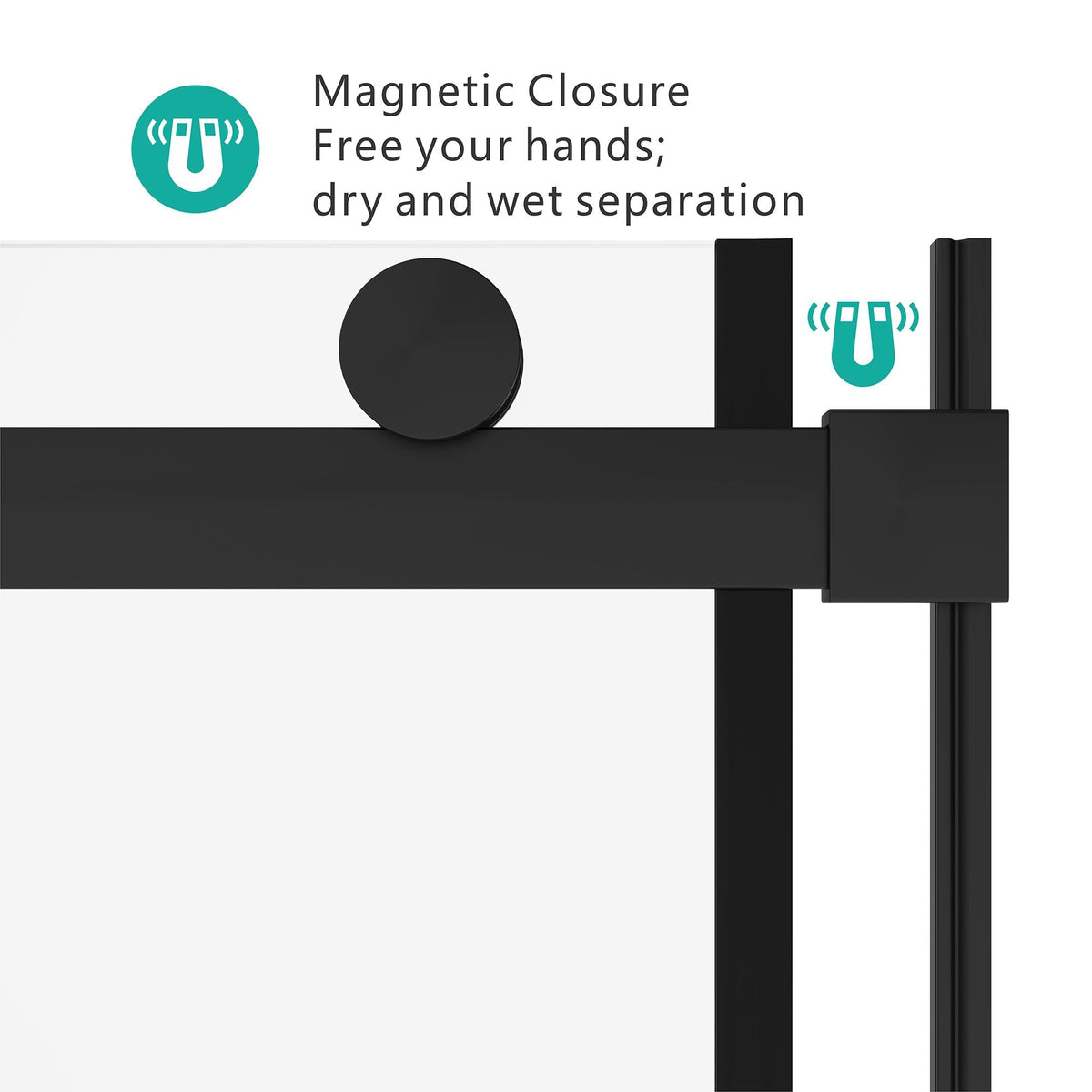 Sliding Shower Door, 8mm Frameless Glass Shower Door with Matte Black Hardware, Towel Bar and Handle, S-RM6076TB 56-60