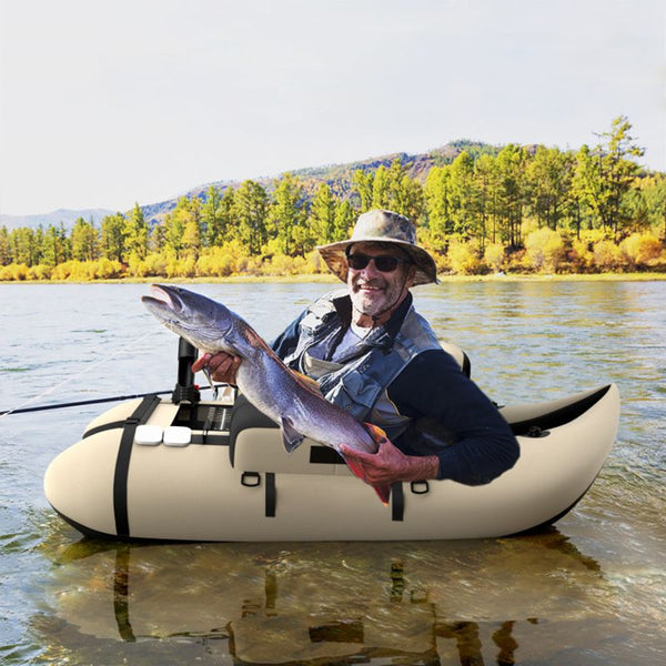 Inflatable Fishing Float Tube with Pump Storage Pockets and Fish Ruler